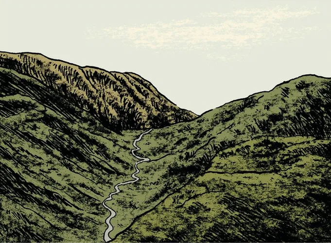landscape of mountains with a river