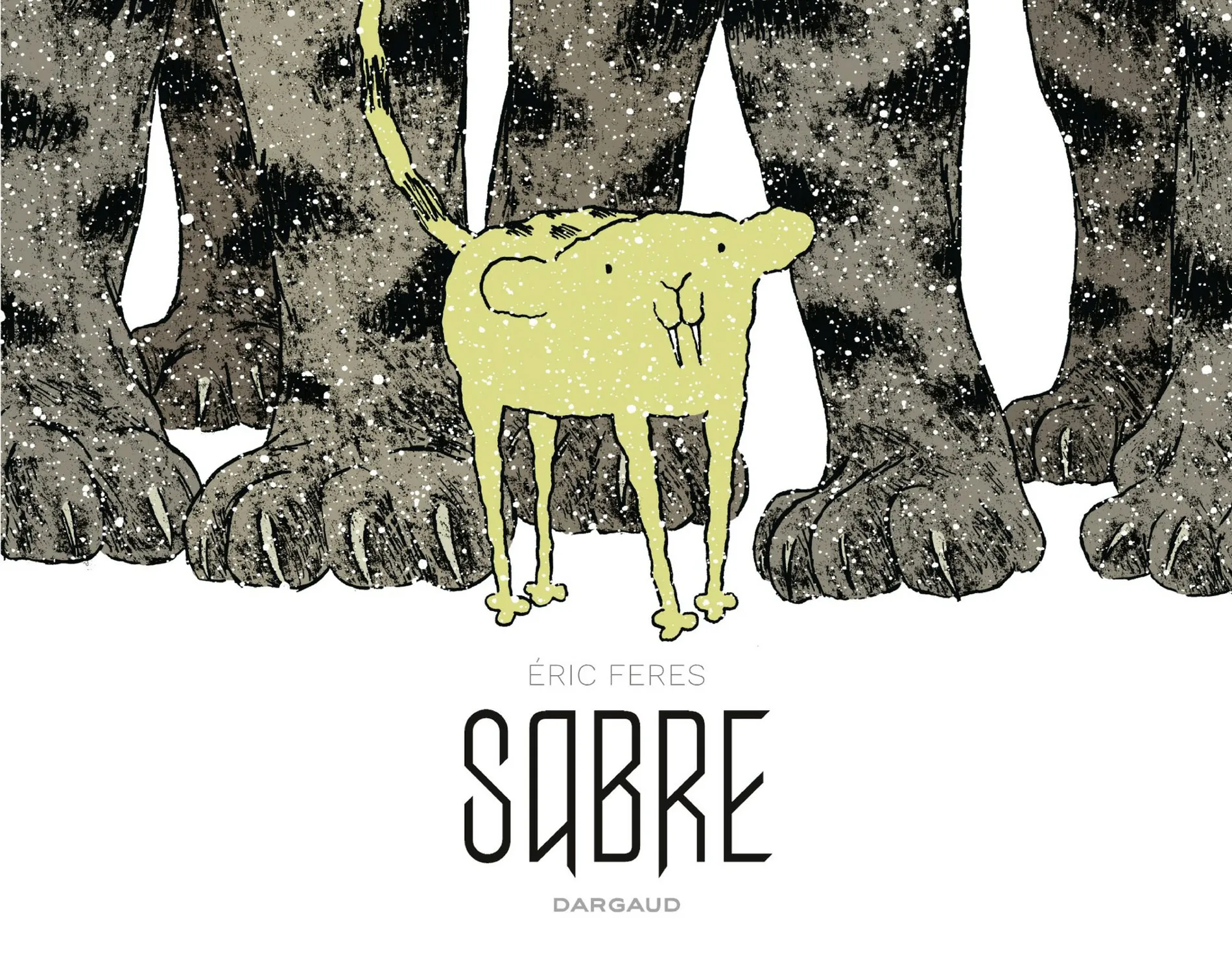 Book cover with Sabre standing before the paws of his peers